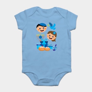 Cute siblings - happy Hanukkah Baby Bodysuit